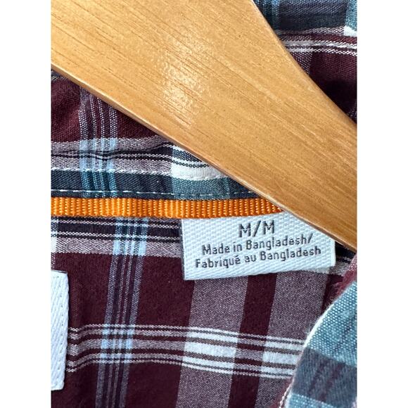 TIMBERLAND Slim-Fit Maroon Plaid Button-Up Long Sleeve Shirt Men's Medium - Picture 7 of 7